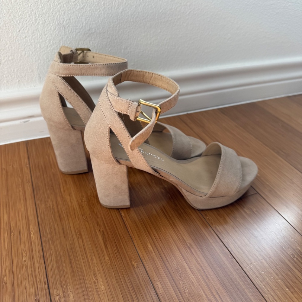 Taupe "Go On 2 Sandal" with 3" block heel